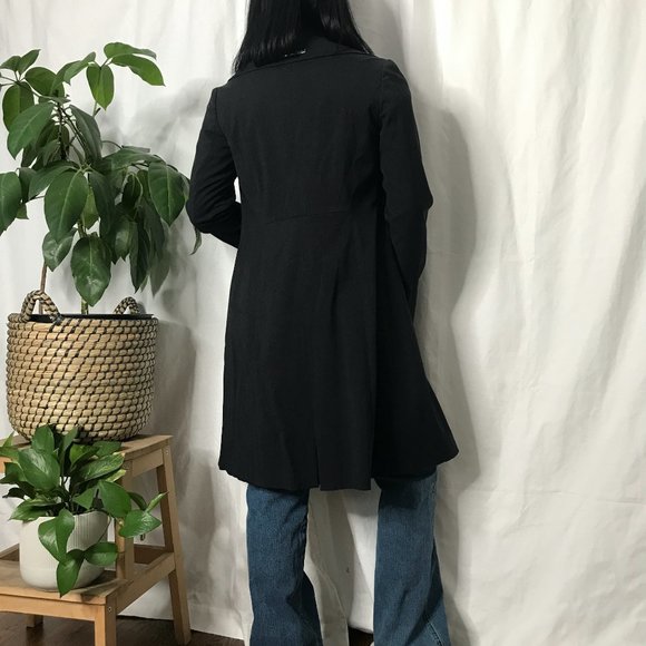 Long midi slim fit coat black shawl collar small - Picture 5 of 13